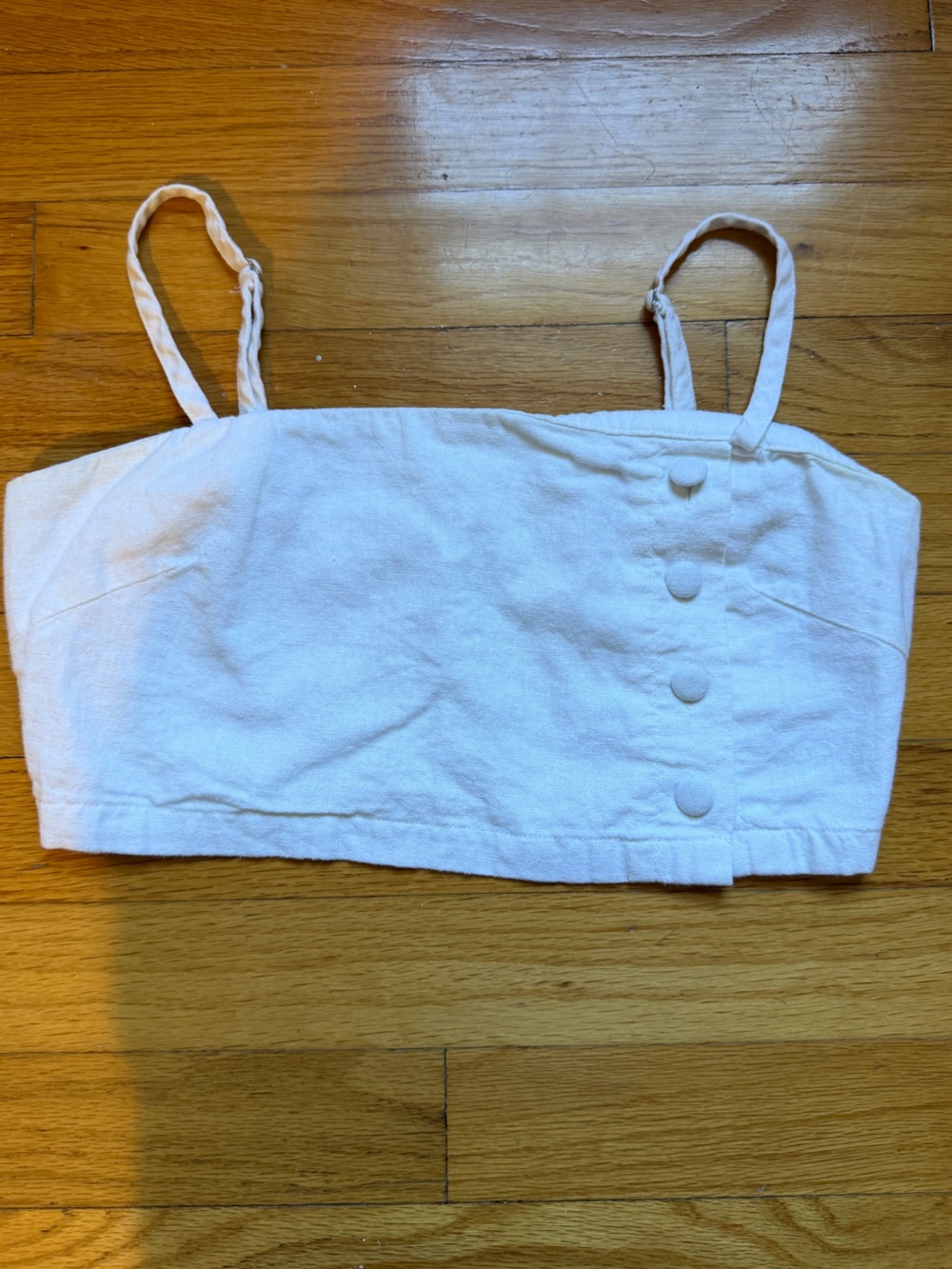 Forever 21 White Linen Button-Accent Cropped Tank Top -size: xsmall